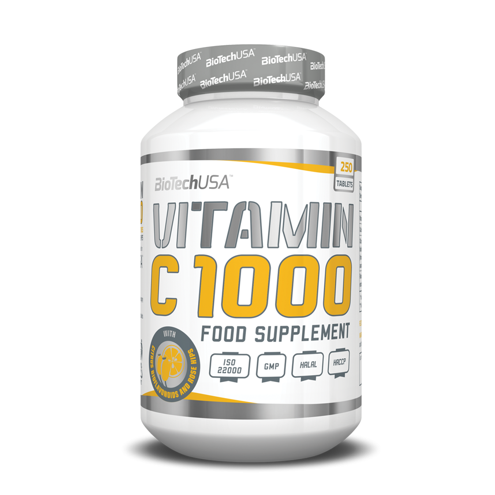 BiotechUsa Vitamin C 1000 Rose Hips & Bioflavonoids (250 Tabs)