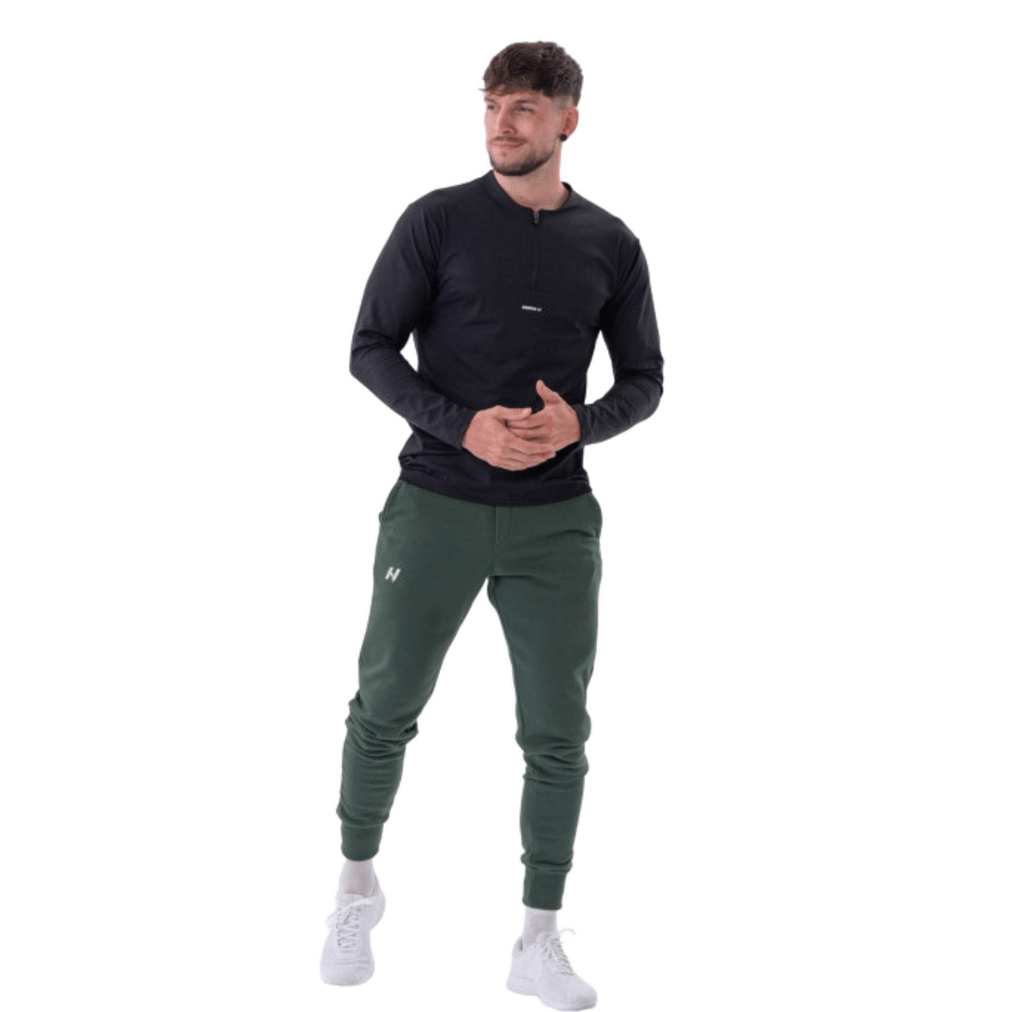 NEBBIA Slim Sweatpants with Side Pockets "Reset" Dark Green 321