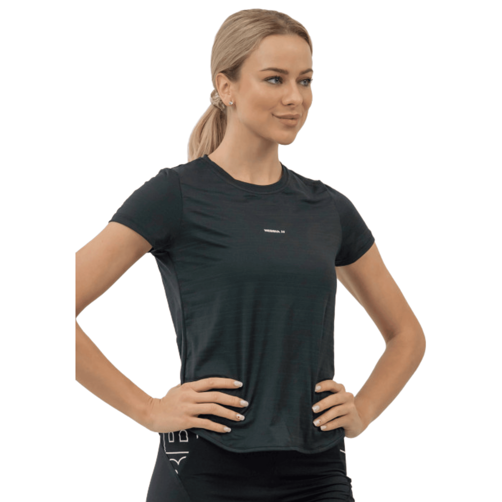 NEBBIA Activewear T-shirt "Airy with Refklective Logo Black 438